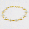 Beautiful Pearl Brass Bracelet F - BZB998 18K Gold Plated Cab Square Shape 8x8mm Bezel Setting Brass Bracelet